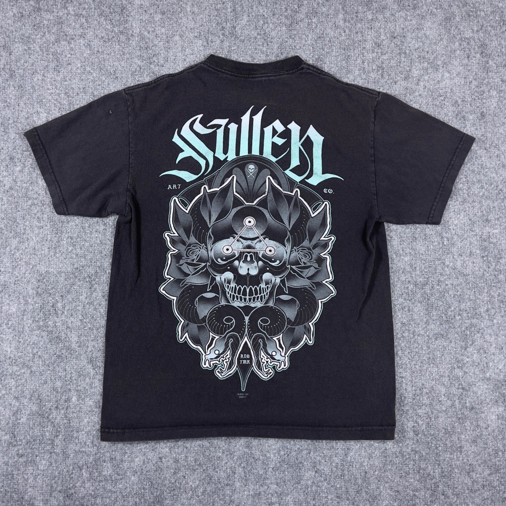 Sullen Art Collective T-Shirt Mens Medium Black Skull Snake Jamie Lee Knott